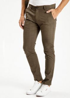 Męskie Spodnie Cross Jeans® Chino Tapered Fit - Brown Check (199) (E-120-199)