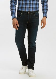 Męskie Spodnie Cross Jeans® Damien Slim Fit - Dark Blue (026) (E-198-026)