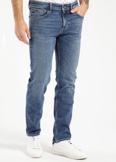 Męskie Spodnie Cross Jeans® Jack - Denim Mid Blue (688) (F-194-688)