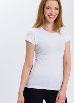 T-Shirt Damski Cross Jeans® T-Shirt 50236 - White (008) (50236-008)