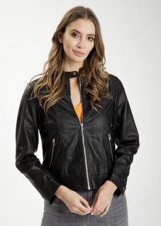 Kurtka Damska Cross Jeans® Biker Jacket - Black (020) (81250-020)