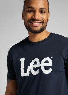 T-Shirt Męski Lee® Woobly Logo Tee - Navy Drop (L65QAIEE)