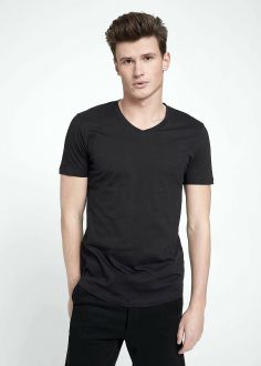 T-Shirt Męski Denim Tom Tailor® V-Neck Tee - Black (1030697-29999)