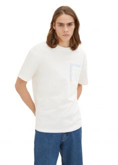 T-Shirt Męski Denim Tom Tailor® 1 pocket Tshirt - Wool White (1035589-12906)