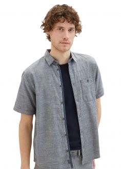Męska Koszula Tom Tailor® Short-sleeved shirt with a chest pocket - Navy (1036213-29605)