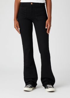 Damskie Spodnie Wrangler® Flare Jeans - Retro Black (W233GQ111)