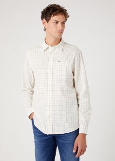 Męska Koszula Wrangler® One Pocket Shirt - Worn White Check (W5A24MW02)