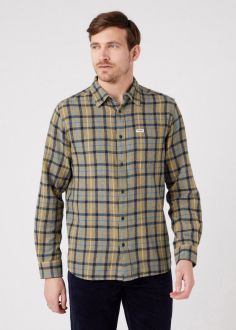 Męska Koszula Wrangler® One Pocket Shirt - Dusty Olive Check (W5A2B3X45)