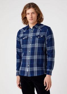 Męska Koszula Wrangler® Western Shirt - Dark Indigo (W5B4CFX1E)