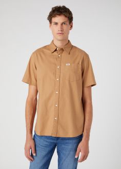 Męska Koszula Wrangler Short Sleeve 1 pocket shirt - Tobacco Brown (W5K0LS81A)