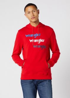 Męska Bluza Wrangler® Repeat Hoodie Sweat - Formula Red (W6A8HAXWO)