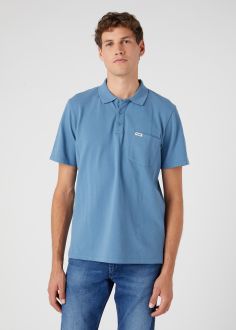 T-Shirt Męski Wrangler® Polo Shirt - Captains Blue (W7BJK484Z)