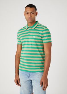 T-Shirt Męski Wrangler® Stripe Polo - Tea Leaf (W7CGKFG15)