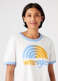 T-Shirt Damski Wrangler® Relaxed Ringer Tee - White (W7S0DRB40)