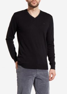 Męski Sweter Wrangler® V Neck Knit - Black (W86222P01)