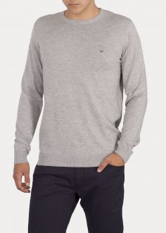 Męski Sweter Wrangler® Crewneck Knit - Grey Mele (W8A02PX37)