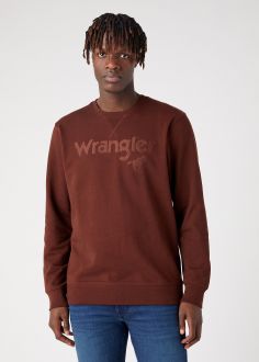 Męska Bluza Wrangler® Logo Crew Sweatshirt - Potting Soil (W6MSIQH44)