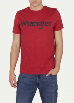T-Shirt Męski Wrangler® SS Logo Tee - Red (W7M0D3X47)