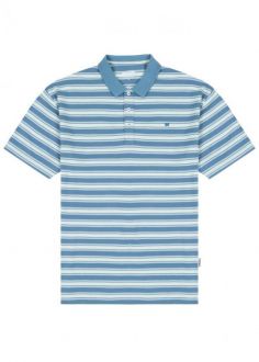 T-Shirt Męski Wrangler® Polo Shirt - Captains Blue Stripe (W7BPKF84Z)