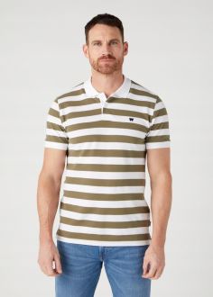 T-Shirt Męski Wrangler® Stripe Polo - Olive (W7CDMH989)