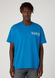 T-Shirt Męski Wrangler® Slogan Men Tee - Deep Water (W70NEE69F)