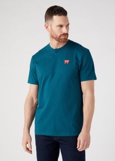 T-Shirt Męski Wrangler® Sign Off Tee - Deep Teal Green (W70MEEG03)