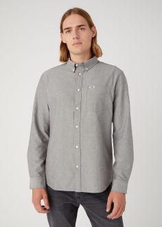 Męska Koszula Wrangler® Long Sleeve One Pocket Button Down - Grey (W5B1BMM00)