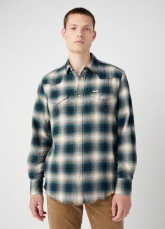 Męska Koszula Wrangler® Western Shirt - Dark Matcha (W556B3G61)